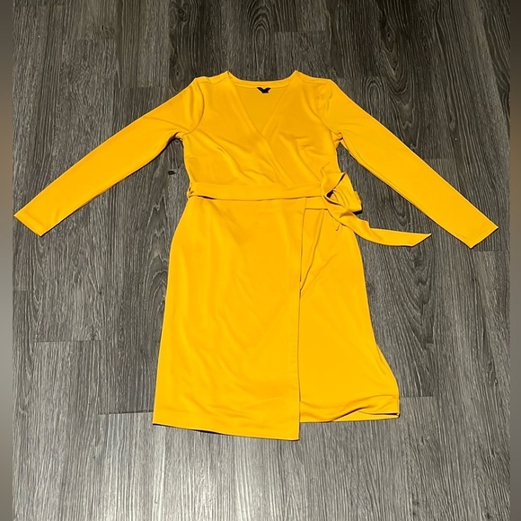 Ann Taylor Gold Asymmetrical Wrap Cocktail Dress - Picture 5 of 10